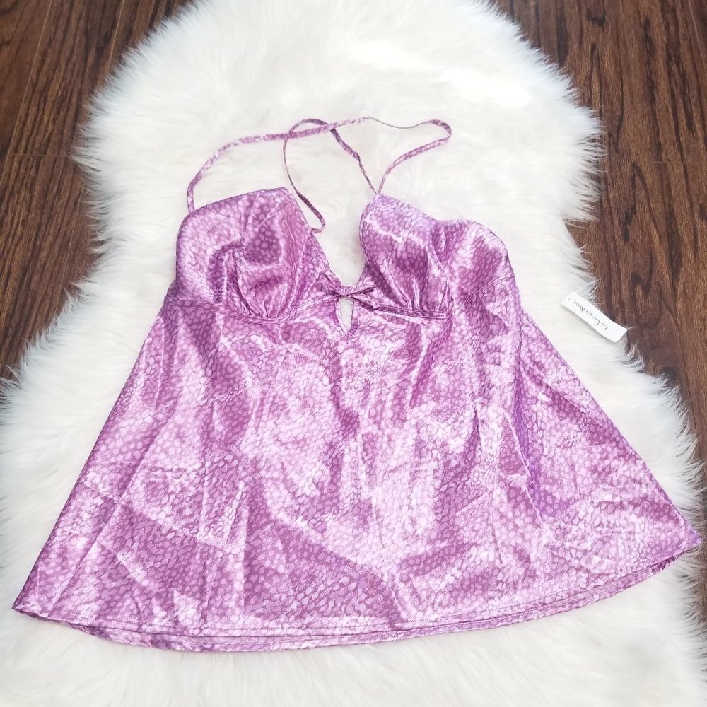 La Vie en Rose 🆕️ Purple Babydoll Satin Chemise XL